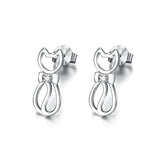 Seven Season Cutie Cat Kitty with Bow Tie Stud Earrings