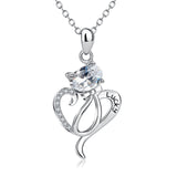 Seven Season Cutie Cat Lucky Cat with Heart Pendant Necklace