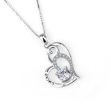 Seven Season Cutie Cat Lucky Kitty in an Open Heart Pendant Necklace