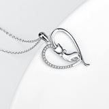 Seven Season Cutie Cat Sitting Kitty with Bow Tie Heart Pendant Necklace