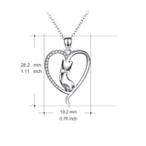 Seven Season Cutie Cat Sitting Kitty with Bow Tie Heart Pendant Necklace