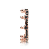 Seven Season Enchanted Crown Rose Gold Black Crystal Ring Pandora