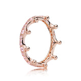 Seven Season Enchanted Crown Rose Gold Pink Crystal Ring Pandora