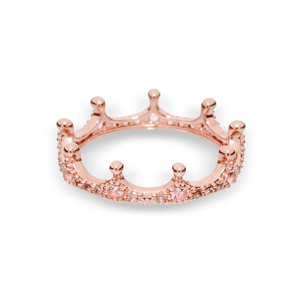 Enchanted Crown Rose Gold Pink Crystal Ring
