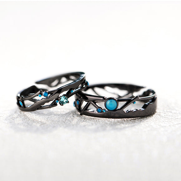 Seven Season Encounter Beneath the Stars Silver Couple Rings