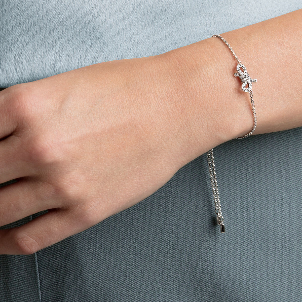 Lifelong Bow White Rhodium Plating Chain Bracelet