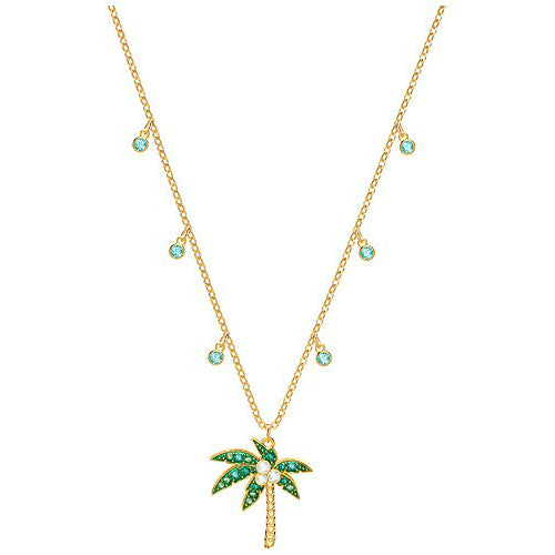 Seven Season Lime Palm Tree Multi-Colored Gold Plating Necklace Swarovski