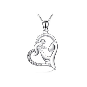 Seven Season Mom’s Love Mom Lifting Baby Heart Pendant Necklace
