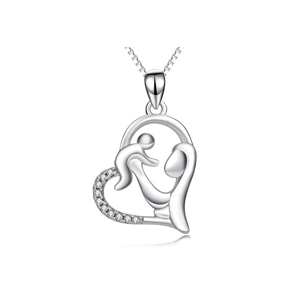 Seven Season Mom’s Love Mom Lifting Baby Heart Pendant Necklace