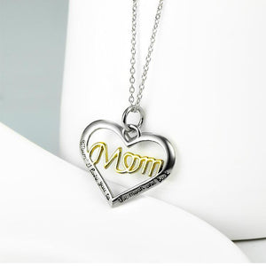 Seven Season Mom’s Love Open Heart with Mom Two Tone Pendant Necklace