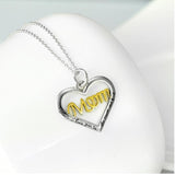 Seven Season Mom’s Love Open Heart with Mom Two Tone Pendant Necklace