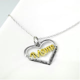 Seven Season Mom’s Love Open Heart with Mom Two Tone Pendant Necklace