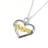 Seven Season Mom’s Love Open Heart with Mom Two Tone Pendant Necklace