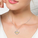 Seven Season Mom’s Love Open Heart with Mom Two Tone Pendant Necklace