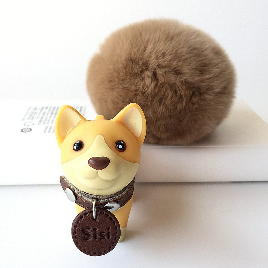 Louis Vuitton LV Shiba Key Holder and Bag Charm Beige Leather