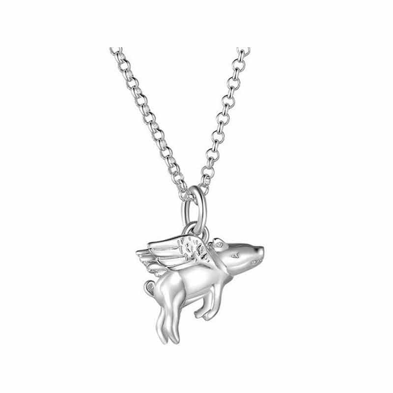 Silver pig necklace store
