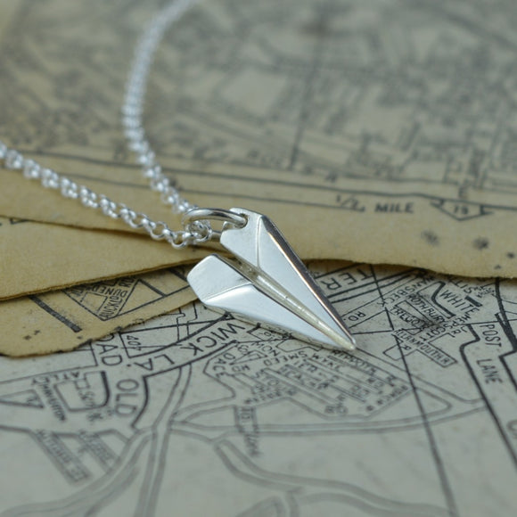 Seven Season Silver Paper Plane Pendant Necklace