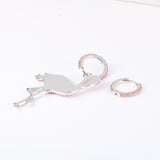 Silver Pink Flamingo Asymmetric Earrings