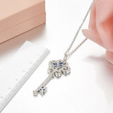 Seven Season Unlock Happiness Enchant Dragonfly Sapphires Key Pendant Necklace