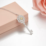 Seven Season Unlock Happiness Rose Key Pendant Necklace