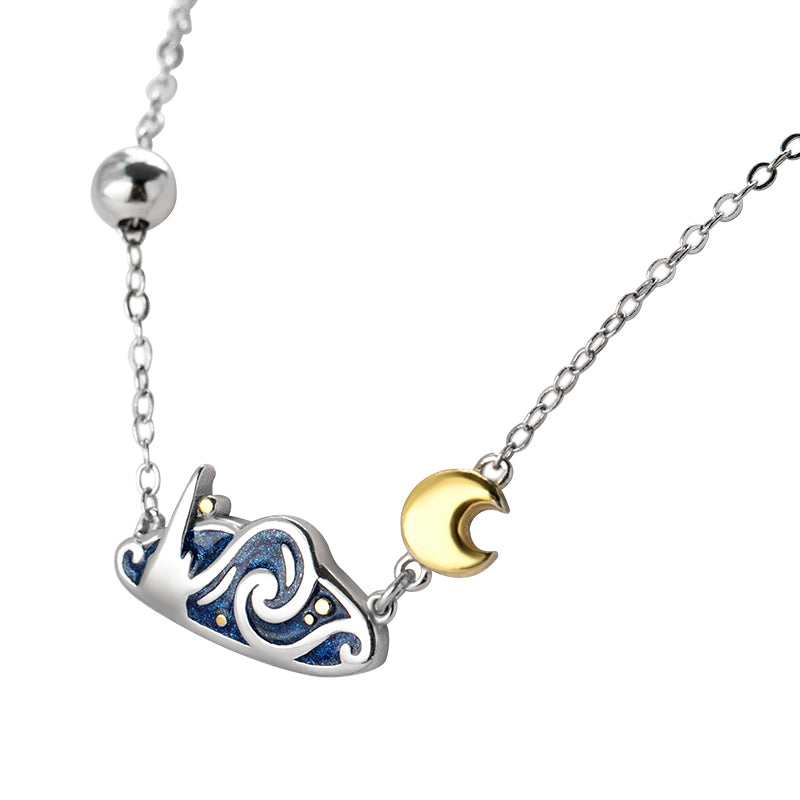 Van Gogh Starry Night Silver Necklace