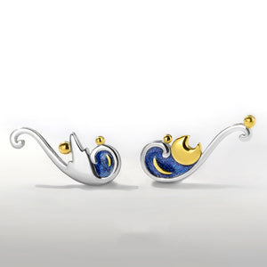 Seven Season Van Gogh Starry Night Silver Stud Earrings