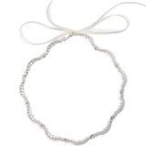 Seven Season Wedding Bowknot Lace Silver Ribbon Tie Choker HEFANG Jewelry