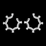 Seven Season Wedding Classical Lace Silver Scalloped Stud Earrings HEFANG Jewelry