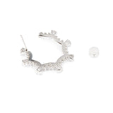 Seven Season Wedding Classical Lace Silver Scalloped Stud Earrings HEFANG Jewelry