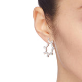 Seven Season Wedding Classical Lace Silver Scalloped Stud Earrings HEFANG Jewelry