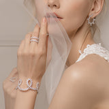 Seven Season Wedding Classical Lace Silver Scalloped Stud Earrings HEFANG Jewelry