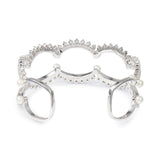 Seven Season Wedding Lace Shell Pearl Silver Openwork Cuff Bracelet HEFANG Jewelry