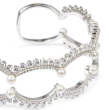 Seven Season Wedding Lace Shell Pearl Silver Openwork Cuff Bracelet HEFANG Jewelry