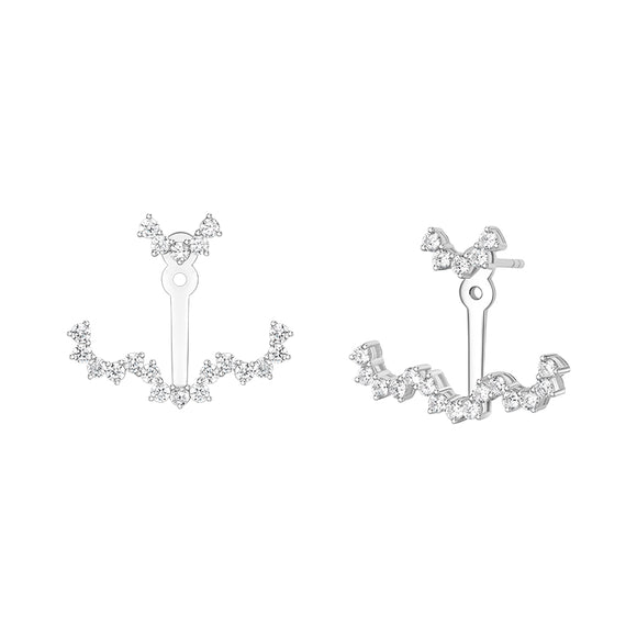 Seven Season Wedding Lace Silver Detachable Drop Earrings HEFANG Jewelry