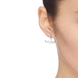 Seven Season Wedding Lace Silver Detachable Drop Earrings HEFANG Jewelry