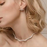 Seven Season Wedding Lace Silver Detachable Drop Earrings HEFANG Jewelry