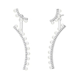 Seven Season Wedding Ripple Freshwater Pearl Silver Detachable Drop Earrings HEFANG Jewelry