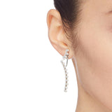 Seven Season Wedding Ripple Freshwater Pearl Silver Detachable Drop Earrings HEFANG Jewelry