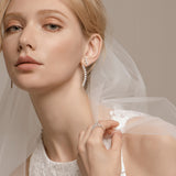 Seven Season Wedding Ripple Freshwater Pearl Silver Detachable Drop Earrings HEFANG Jewelry