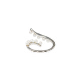 Seven Season Wedding Ripple Freshwater Pearl Silver Open Ring HEFANG Jewelry