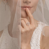 Seven Season Wedding Ripple Freshwater Pearl Silver Open Ring HEFANG Jewelry