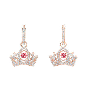 Swarovski Bee A Queen Red Rose-Gold Tone Plated Drop Pierced Earrings-Seven Season