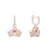 Swarovski Bee A Queen Red Rose-Gold Tone Plated Drop Pierced Earrings-Seven Season