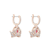 Swarovski Bee A Queen Red Rose-Gold Tone Plated Drop Pierced Earrings-Seven Season