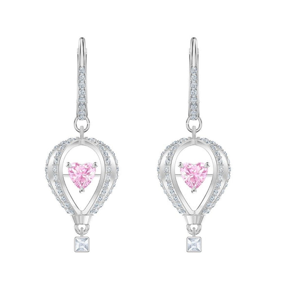 Swarovski Into the Sky Pink Rhodium Plated Drop Pierced Earrings-Seven Season