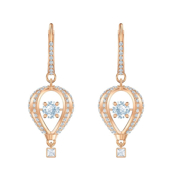 Swarovski Into the Sky White Rose-Gold Tone Plated Drop Pierced Earrings-Seven Season