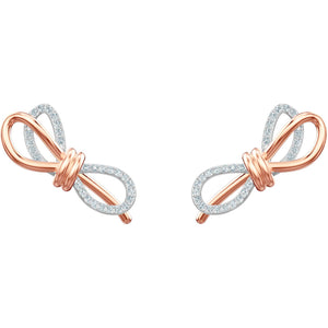 Swarovski Lifelong Bow White Mixed Plating Pierced Earrings -Seven Season