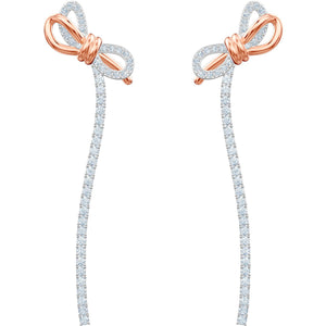 Lifelong Bow White Mixed Plating Pierced Thread Earrings Seven