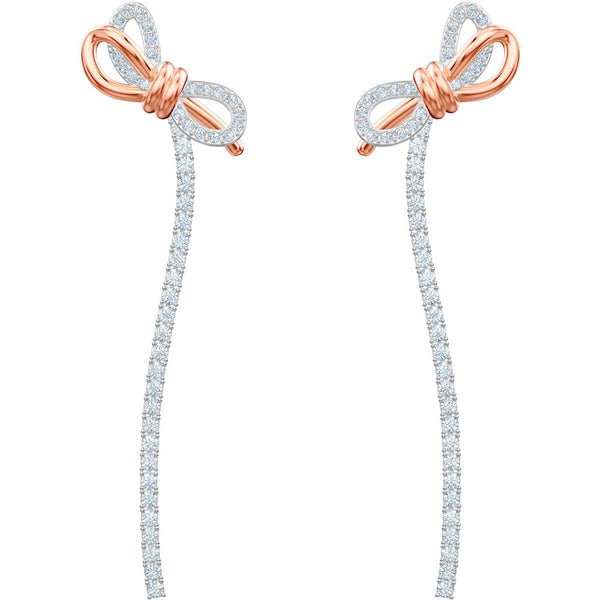 Lifelong Bow White Mixed Plating Pierced Thread Earrings Seven