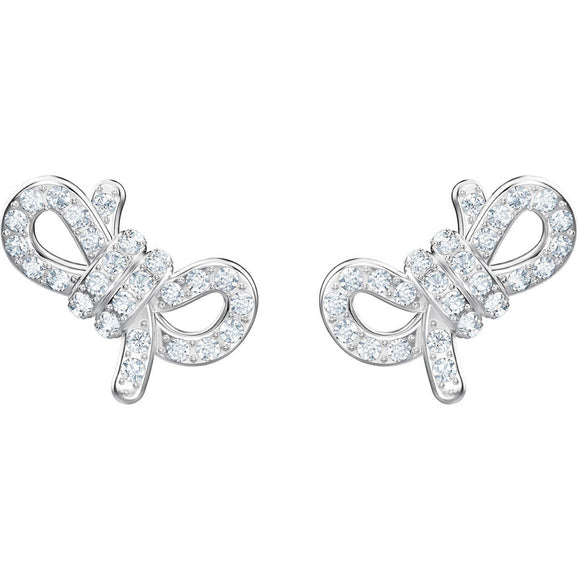 Swarovski Lifelong Bow White Rhodium Plating Pierced Earrings -Seven Season